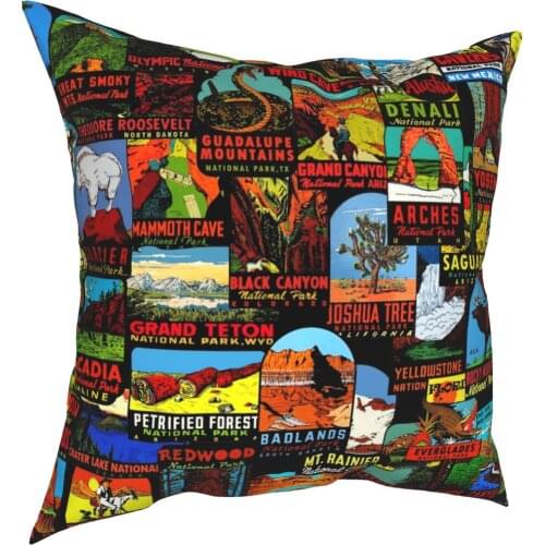 American National Parks Travel Decal Bomb Pillowcase Printed Fabric Cushion Cover Decor Throw Pillow Case Cover Chair 45*45cm