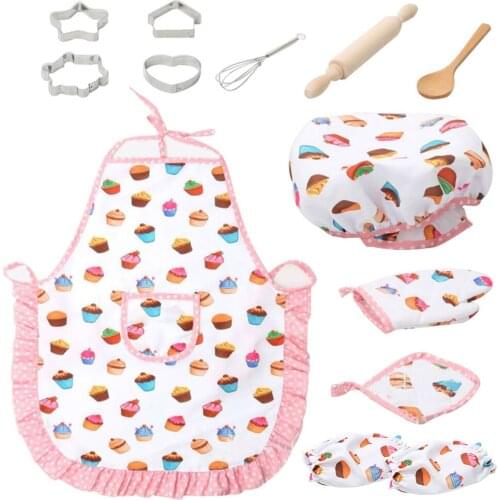 Kids Cooking And Baking Set-13 Pieces, Including Little Girl Apron, Chef Hat, Gloves And Cutlery Accessories Simulation Toys