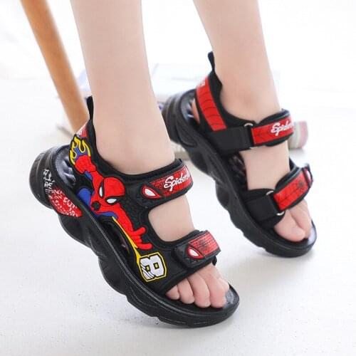 Disney Boys Sandals Soft Bottom Childrens Beach Shoes Kids Spiderman Sandals Baby Comfortable Sandals Girls Beach Shoes Kids