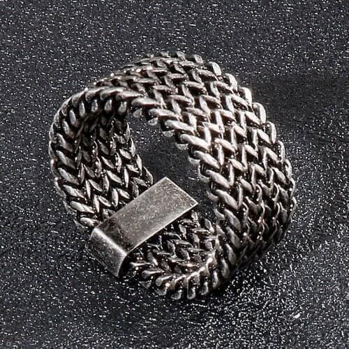 European and American fashion stainless steel jewelry wholesale personality trend titanium steel fish scale mesh mens ring