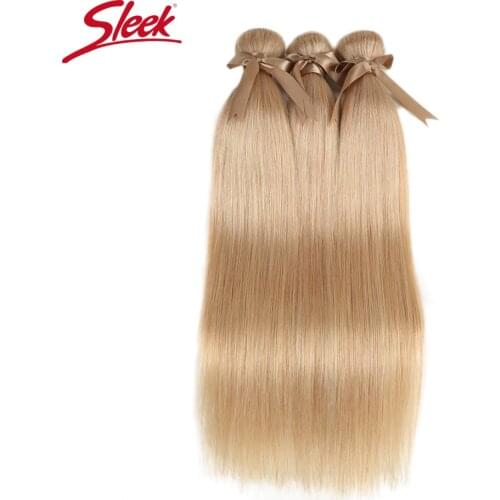 Sleek Remy Brazilian Hair Weave Bundles 10To 26 Inches Straight Human Hair Extension Honey Blonde P27/16/613 Hair Weave Bundles