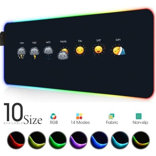 Simple weather cloud RGB Mouse Pad Black Gamer Accessories Large LED MousePad XL Gaming Desk Mats with Backlit computer mat