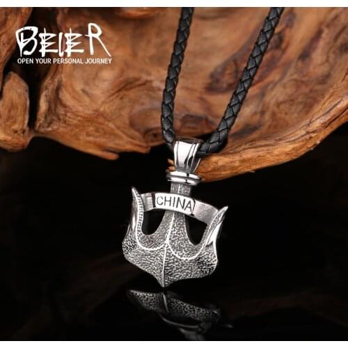 Beier Stainless Steel China Anchor Pendant Chain Necklace Jewelry LLLHP175P
