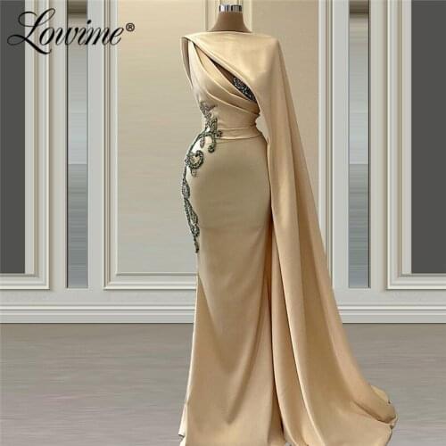 Lowime 2021 Custom Made Beaded Evening Gown Dubai Arabic One Shoulder Long Party Dresses Robe Longue Formal Evening Wear Vestido