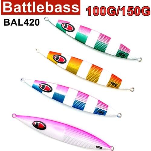 BATTLEBASS Metal Jig Fishing Lure Slow Cast Jigging Spoon 100g 150g 200g Artificial Shore Lead Metal Bait Sea Tackle