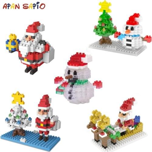 Mini Building Blocks Toys Christmas Cartoon Character Model Educational Figure Bricks Toys for Children