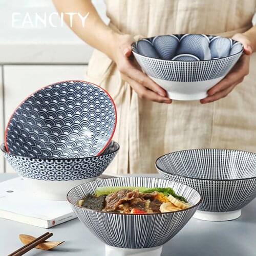 FANCITY Ramen bowl, household large bowl, underglaze noodle bowl, soup bowl, noodle bowl