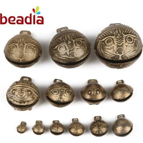 Multi-size Brass Vintage Style Copper Good Luck Small Jingle Bell Pendant For Pet Decor Bracelet Anklet Jewelry DIY Making