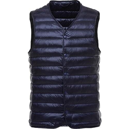 Vest Mens Windproof Warm Waistcoat 2019 New Arrival Brand Sleeveless Jacket Winter Ultralight White Duck Down Vest Male Slim#P3C