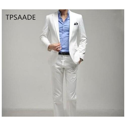 TPSAADE Mens Suit Western style Men Suits for Wedding Regular Skinny Business Suit Smart Casual Single White Breasted Blazer