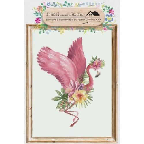 Flying flamingos and tropical flowers 28-34 cross stitch kit aida fabric 18ct 14ct canvas cotton thread embroidery kits DIY