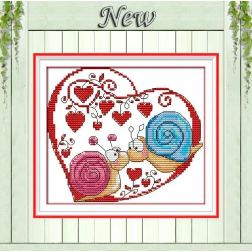 The snail couples love cartoon decor painting counted print on canvas DMC 11CT 14CT kits Cross Stitch embroidery needlework Sets