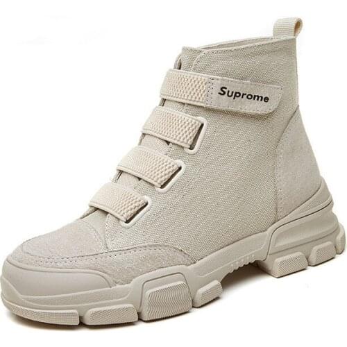 2021 New Womens Martin Boots High-top Thick Heel Buckle Flat Casual Womens Short Boots Fashion All-Match Velcro Womens Shoes