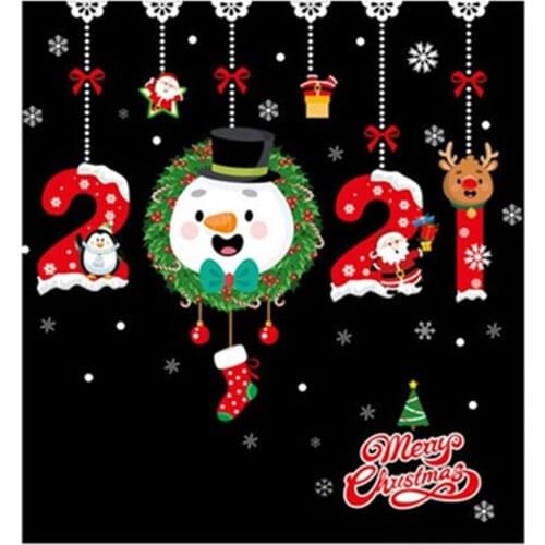 New Snowman Wall Stickers Holiday Christmas Ornaments Christmas Scene Layout Decoration Stickers Window Glass Stickers