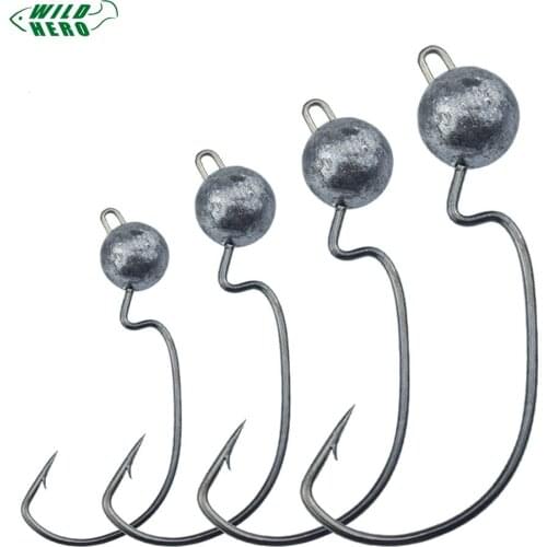 Exposed Lead Jig Head 3.5g 5g 7g 10g Barbed Hook Soft Lure Worm Fishing Hooks, Sharp jig head hook for soft worms