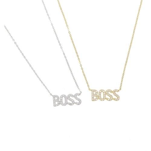 925 sterling silver paved Crystal Letter Boss BABE Pendant Necklaces Long 45cm Chain Necklace Choker Jewelry for Womens