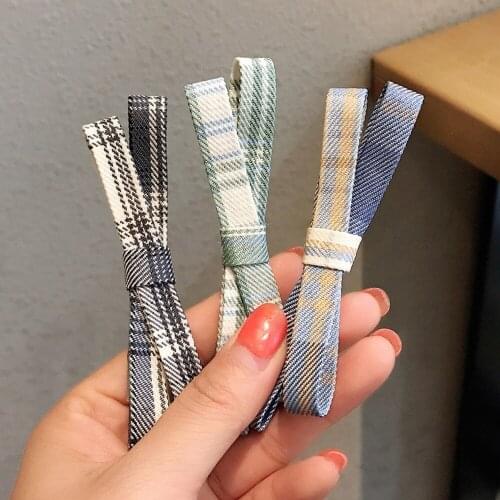Plaid Polyester Bowknot French Hair Clips Christmas Top Head Ponytail Hairpin Girls School Party Headwear Hairgrip Hairbow