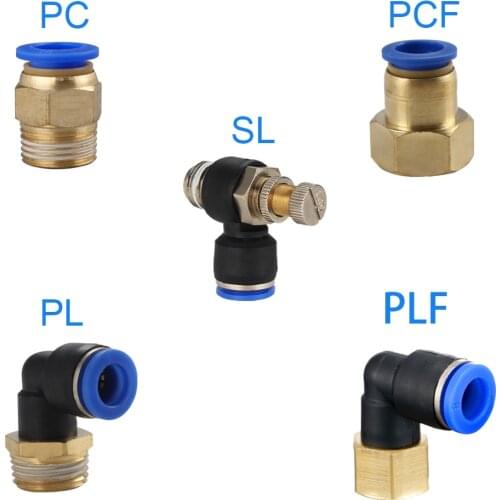 Pneumatic PC/PCF/PL/PLF Pneumatic connector 4mm-12mm fitting thread 1/8" 1/4" 3/8" 1/2" air Thread Female Straight Air Fitting