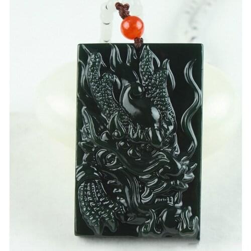 KYSZDL Natural green Hetian jade hand carved Pendant Necklace Pendant Zodiac mascot mens jewelry gifts free necklace rope