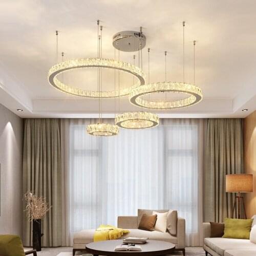 Crystal ring 3/4 ring LED chandelier Living room dining room study bedroom chandelier Commercial establishments decorative lamps