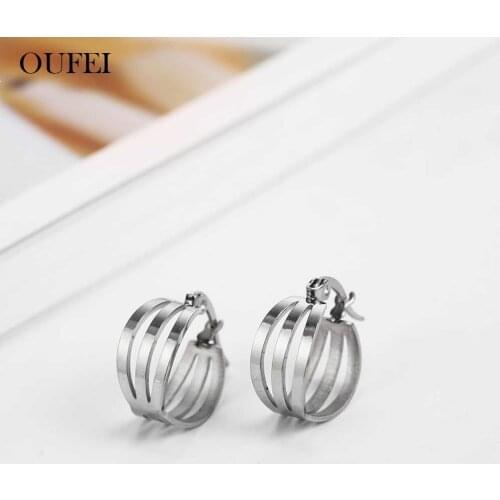 OUFEI Hoop Earrings Charm Earrings Stainless Steel Fashion Jewelry Woman Accesories Gifts For Women Mass Effect Wholesale