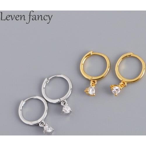 Dainty Crystal CZ Drop Pendant Small Round Cuff Tiny Loops Hoop Earrings 18K Gold 925 Sterling Silver Huggie Earrings for Girls