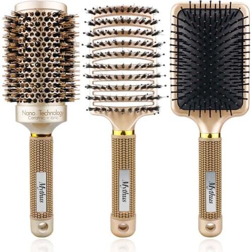 Boar Bristle Curly Hair Brush For Women Hair Care Professional Salon Hairdressing Styling Tools Hairdresser Scalp Massage Comb