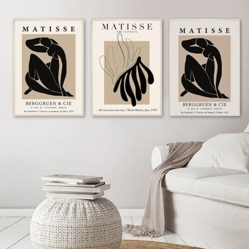 Modern Retro Flower Henlimatis Abstract Printmaking Beige Poster Wall Picture Minimum Illustration Wall Picture Home Decoration