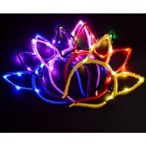 LED Light Up Glowing Rabbit Ear Headband Bunny Women Girl Flashing Headwear Easter Cosplay Dress Up Props Christmas Hairband