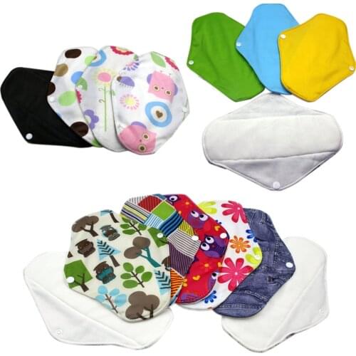 18x25cm Bamboo Charcoal Cloth Menstrual Pads Reusable Feminine Sanitary Pad Bamboo Cotton Breathable Washable Pad Panty Liners