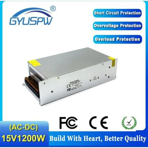 Transformer 110v 220v AC to DC 15V 80A 1200W Single Output Switching power supply Power Supplies driver For Camera Router