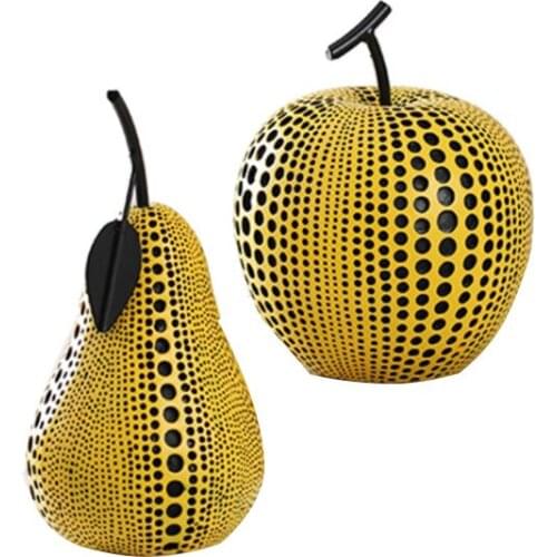 WU CHEN LONG Nordic Wave Point Element Yellow Apple Pear Figurine Plant Art Sculpture Resin Art&Craft Home Decoration R2517