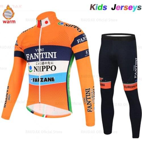 Winter Cycling Clothing 2021 Kids Japanese Cycling Suit Keep Warm Boys Long Sleeve MTB Bike Clothes Outdoor Sports Clothing Set