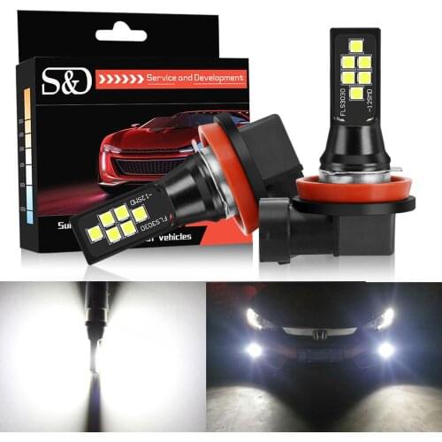 2Pcs H8 H11 Led HB4 9006 HB3 9005 Fog Lights Bulb 12SMD 3030 1400LM 6000K White Car Driving Running Lamp Auto Leds Light DC 12V