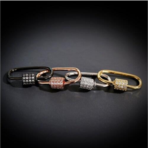 3PCS, Copper CZ Small Oval Connector Lock Micro Pave For DIY Jewelry Findings