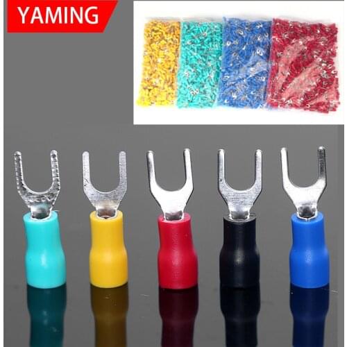 500pcs SV3.5-3/4S/5/6L/8 U Type Splice Copper Conductor Round Connector 4-6mm2 Square Pre-insulated Terminal