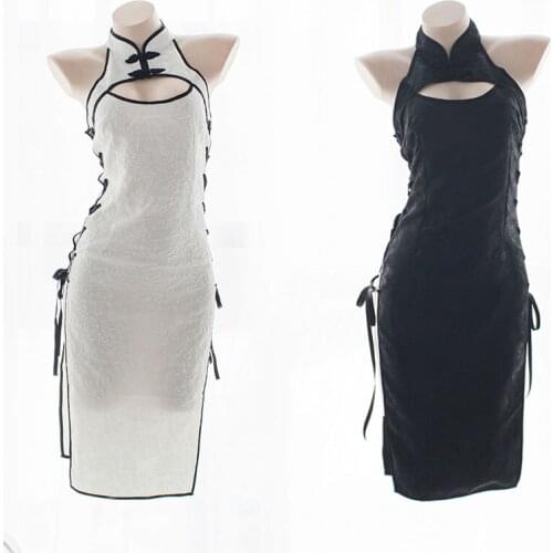 COYOUNG Store Sexy Split Bandage Mini Dress Qipao Anime Cosplay Dress Traditional Cheongsam Babydoll Lingerie Set Chinese