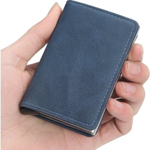 Rfid Card Holder Men Wallets Money Bag Male Vintage Short Purse Small Leather Slim Wallets Mini Wallets Thin 10x6.5x1.5cm 72g