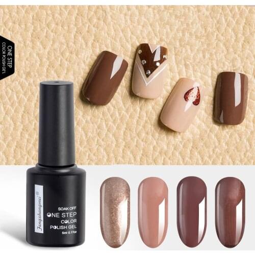 Fengshangmei One Step Gel Polish Nail Art Design Gelpolish For Nails Easy Colored Gellak 3 in 1 UV Gel Polish Varnish