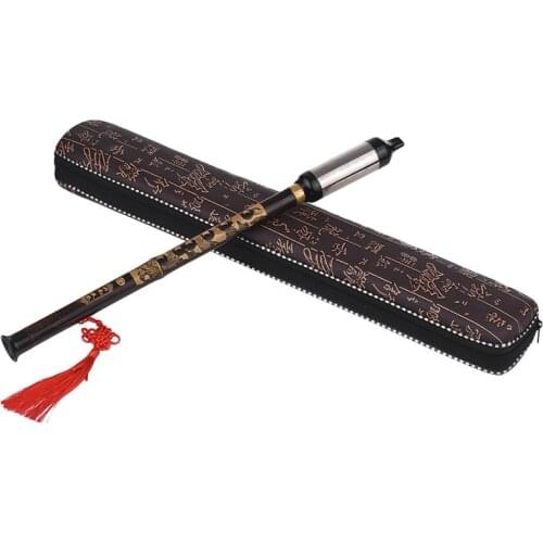 Chinese Traditional Musical Instrument Vertical Blown Bawu Black Bamboo Chinese Free Reed Flute Key of G