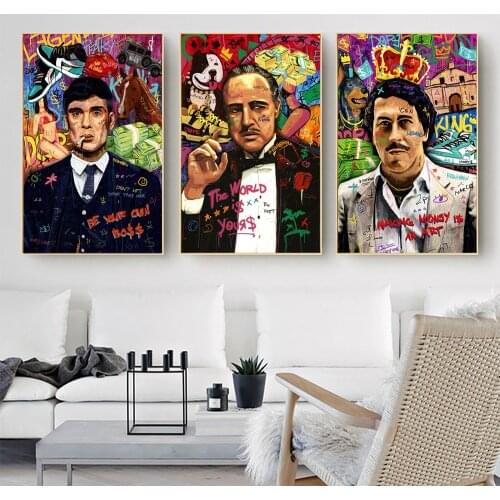 Mafia Boss Godfather Graffiti Wall Painting Art On Canvas Prints Funny Street Art Poster Picture For Home Decor Mural Cuadros