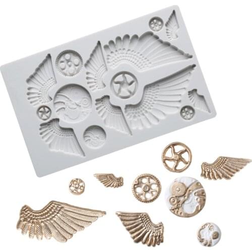 Mechanical Gear Wings Mould Silicone Mold Fondant Cake Decorating Tool Gumpaste Sugarcraft Chocolate Forms Bakeware Tools