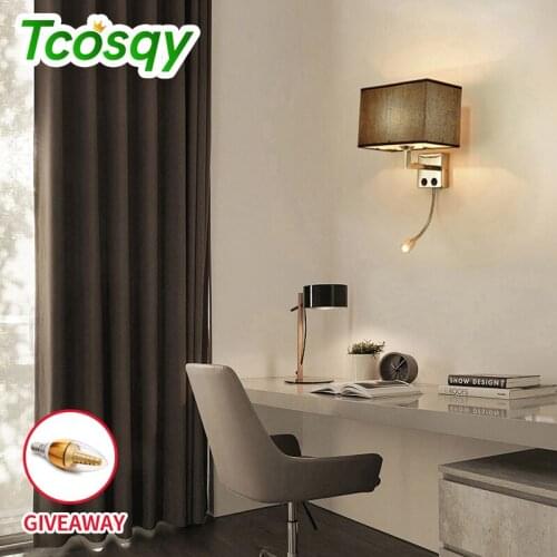 Tcosqy The wall lamp used in the bedroom and reading room is a double-source high-end AC indoor lighting made of fabric iron