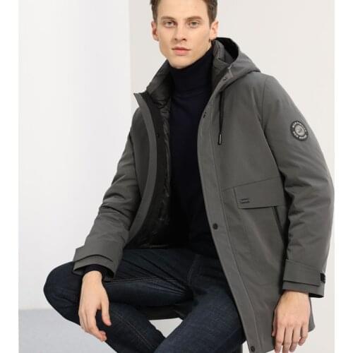 The New Mens Down Jacket Mid-length Hooded Liner Can Be Detachable One Coat and Three Wear Down Jacket Mens Tops