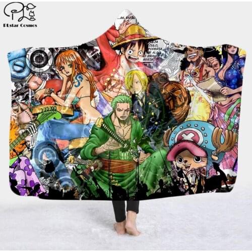 Anime One Piece Cartoon Paintings Blanket Hooded Blanket 3D full print Wearable Blanket Adults men women Blanket style-16