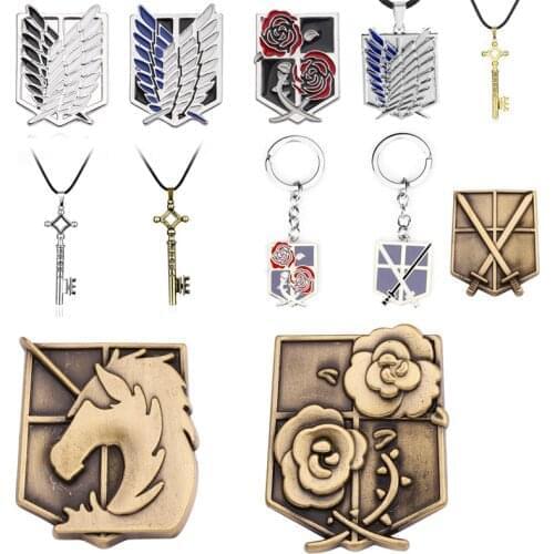 Anime Attack On Titan Pendant Necklace Keychains Cartoon Cosplay Eren Jager Mikasa Ackerma Toys Figures Necklace jewelry For Men