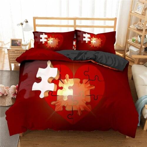 Couple Love King Size Bedding Set Luxury Home Bed Quilt Comforter Printed Duvet Cover Set Double Bed Polyester Textile