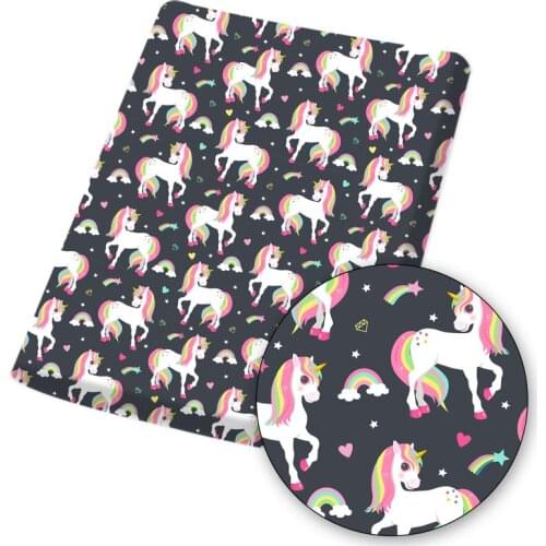 Polyester Cotton Fabric Cartoon Unicorn Rainbow Painted Cloth Sheets DIY Sewing Material Crafts Making Home Textile 45*145cm 1pc