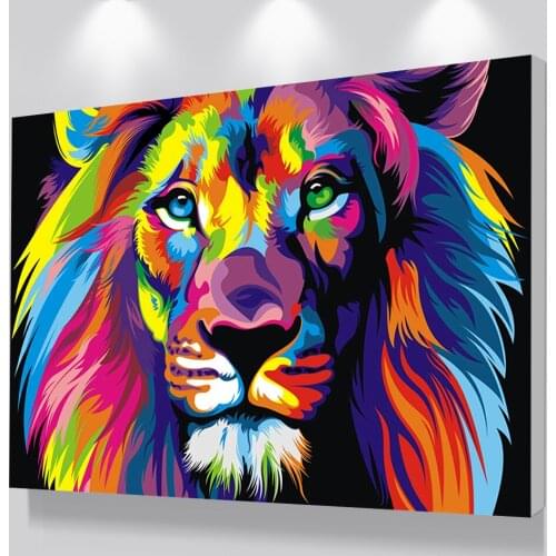 Poster Vintage Canvas Painting Modern Abstract Wall Art Living Room Print Picture Colorful Lion Home Decoration Fashion Cuadros