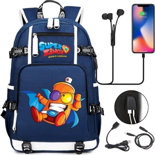 Super Zings Backpack Women Men Multifunction Waterproof USB Charging Laptop Backpack School Travel Bags for Boys Girls